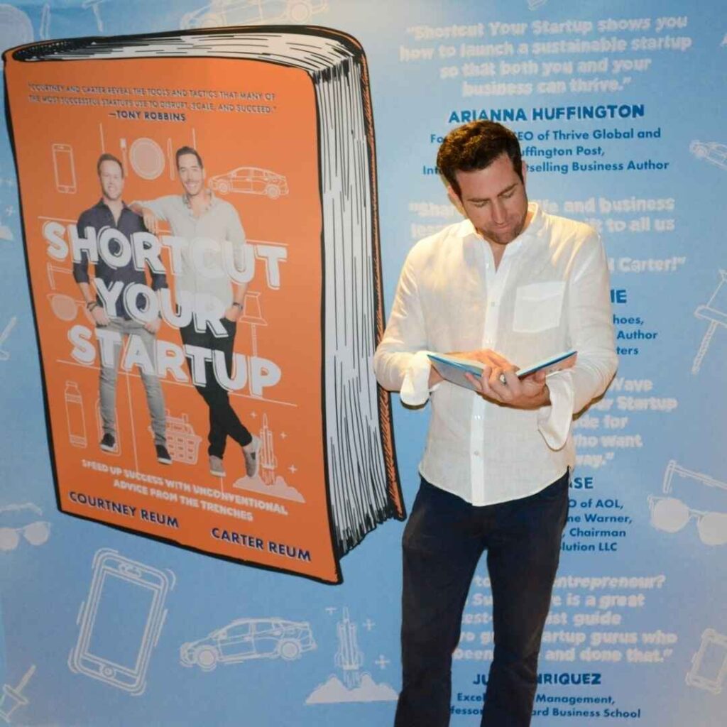 Carter Reum with his book Shortcut Your Startup
