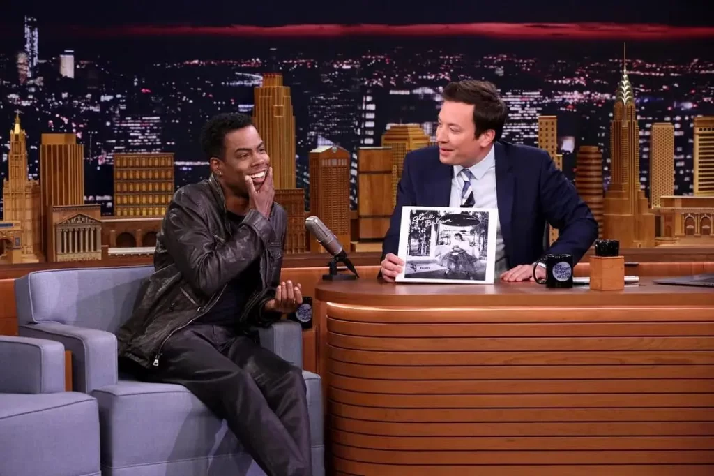 Chris rock with jimmy fallon at The Tonight Show 