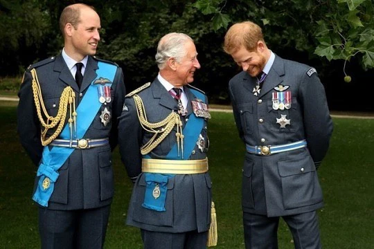 Prince Harry with his brother and father