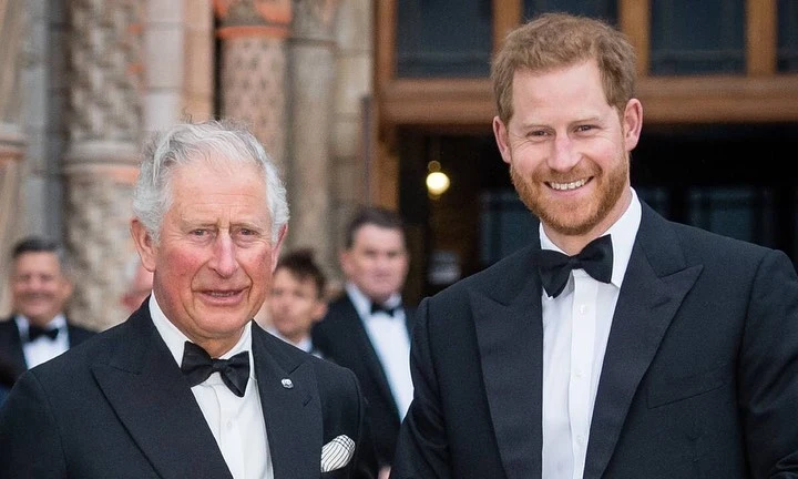 Prince Harry with his father King Charles III