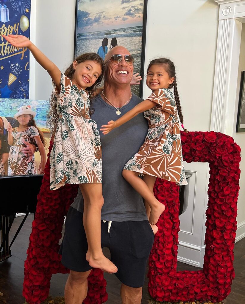 Dwayne Johnson with his kids