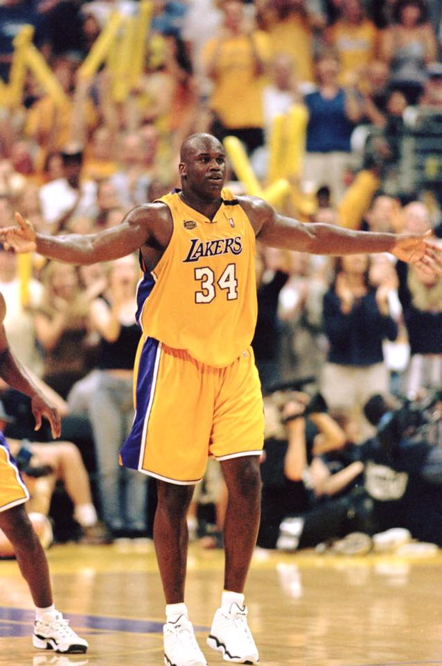 Young Shaquille O'Neal playing for  Los Angeles Lakers 