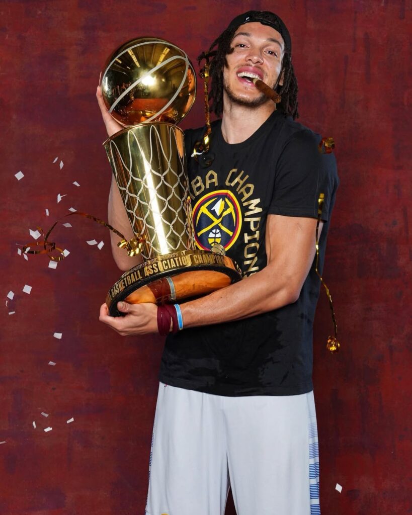 Aaron Gordon with NFL finals Trophy